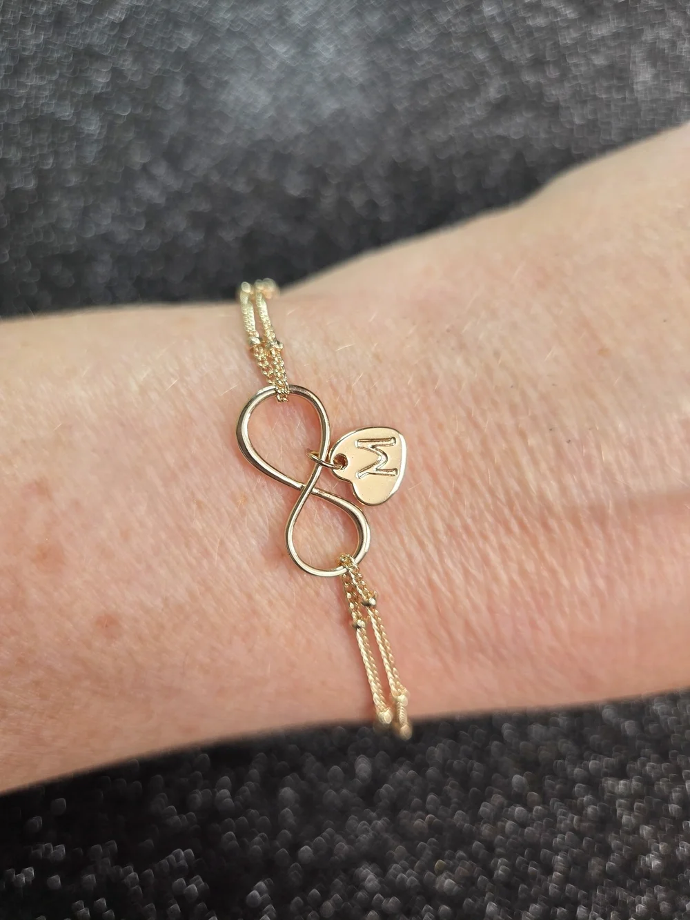 Gold Infinity Initial Charm Bracelet - Personalized M Accent